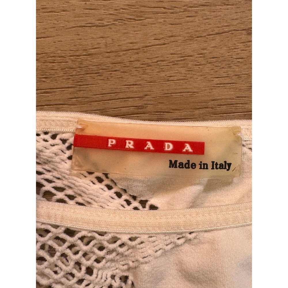 Prada Sport White Mesh Zigzag Knit Long Sleeve Top Linea Rossa Made in Italy - Picture 6 of 9